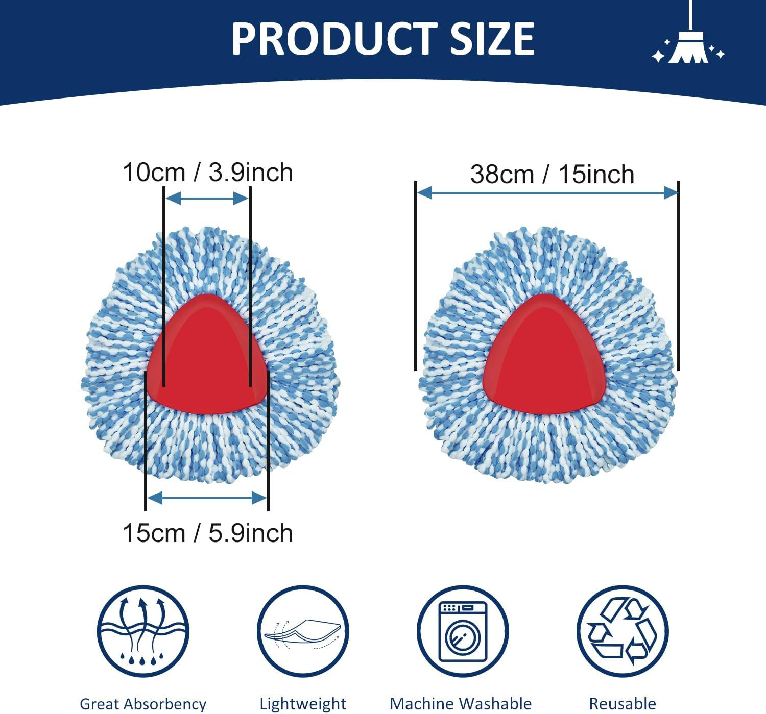 2 Pack Mop Head Replacement Compatiable with Oceda Easywring,Mops Refill Replace