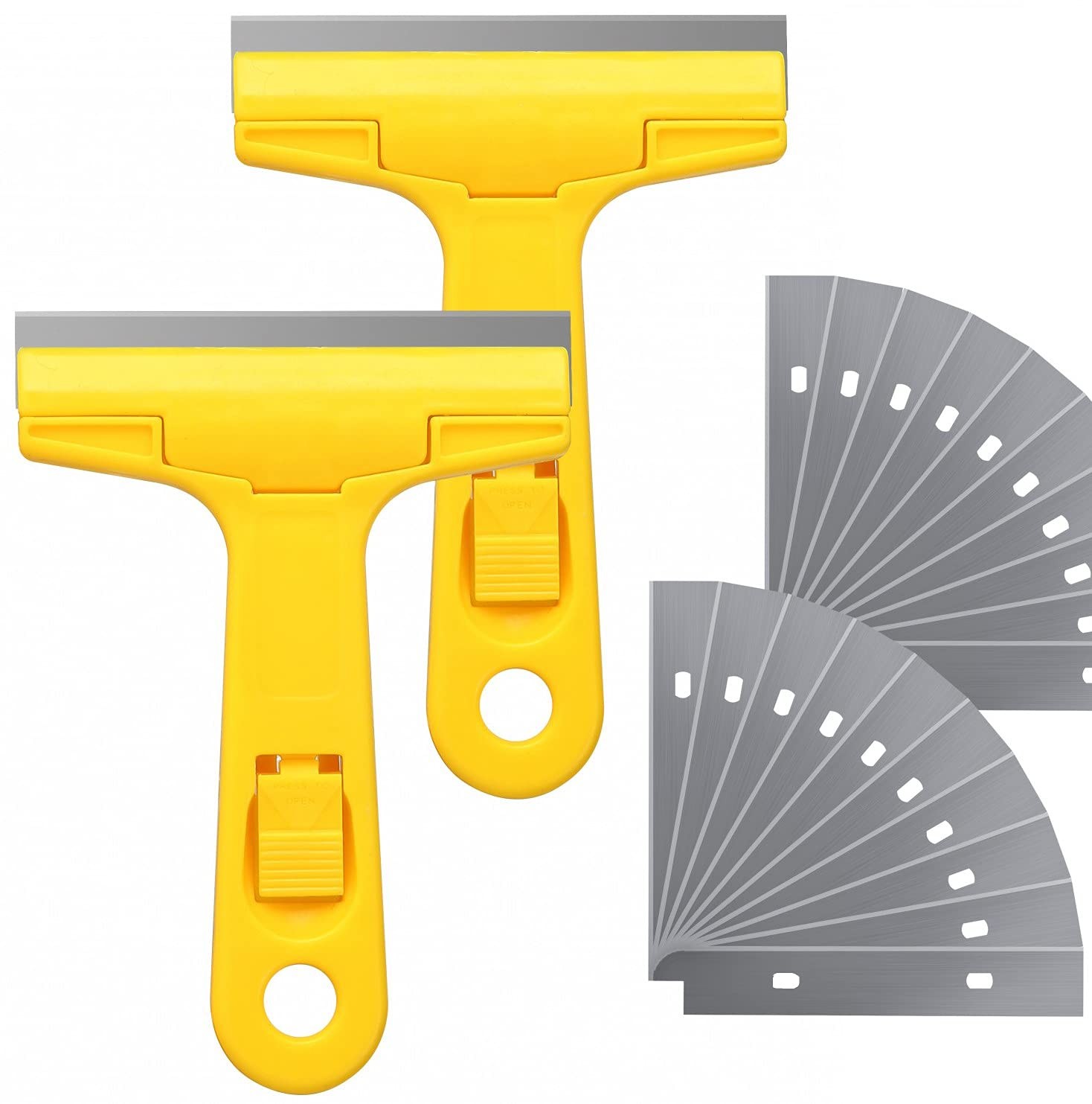 2pack Razor Blade Scraper, Industry Glass Window Heavy Duty Yellow