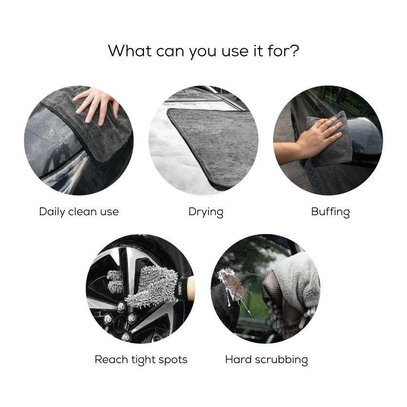 TRAPO Microfiber Car Wash Detailing Set Cloths & Gloves Drying Polishing Kit