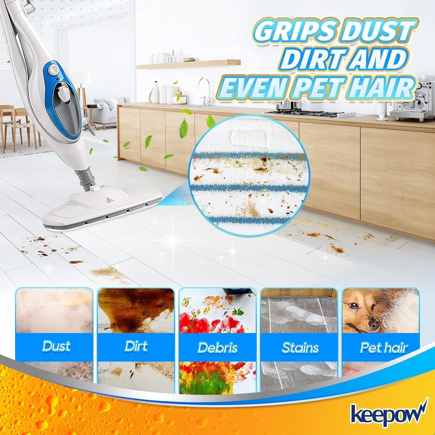 Durable & Washable Steam Mop Pads – Compatible with PurSteam 10-in-1 (5 Pack)