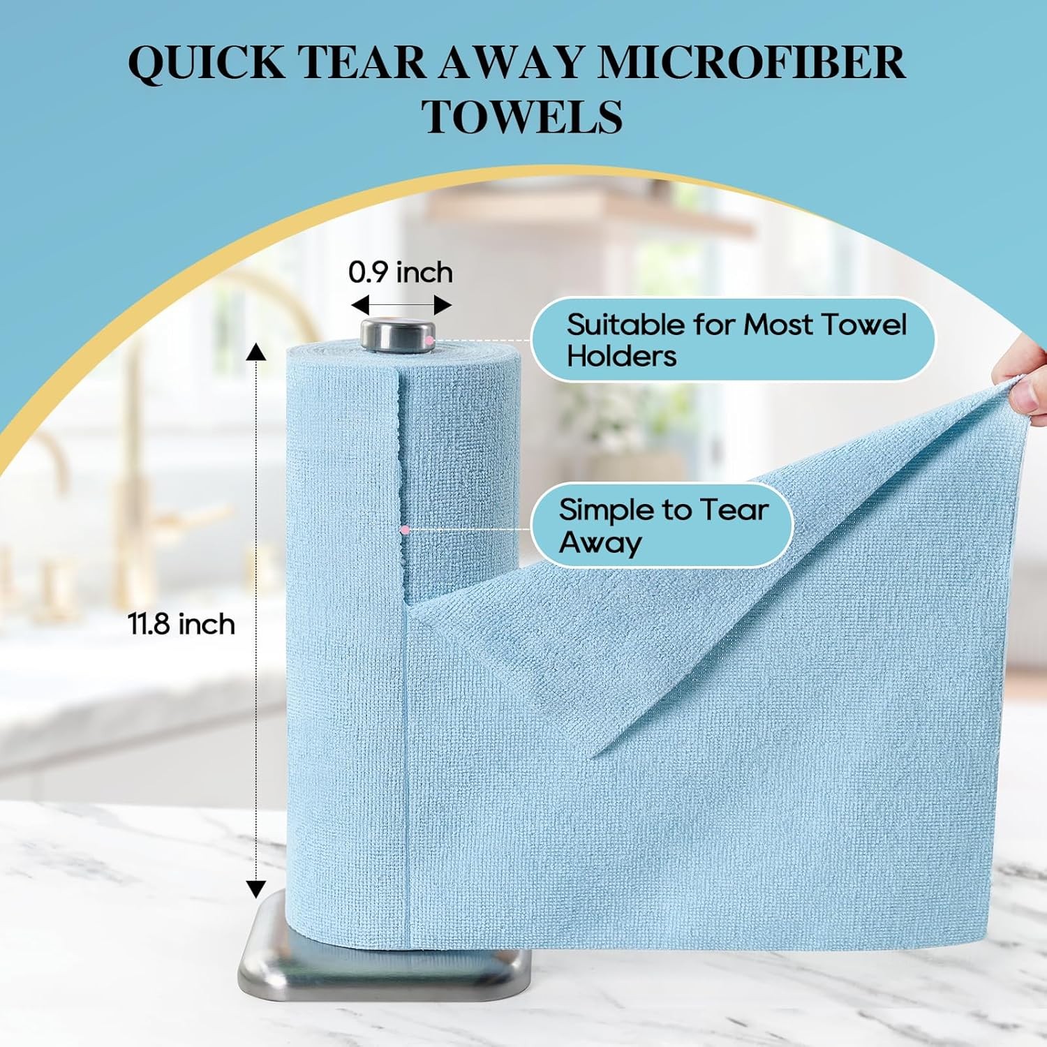 HONOVA Microfiber Cleaning Cloth Roll 45 Pack, 12″ x 12″ Washable Paper Towels,