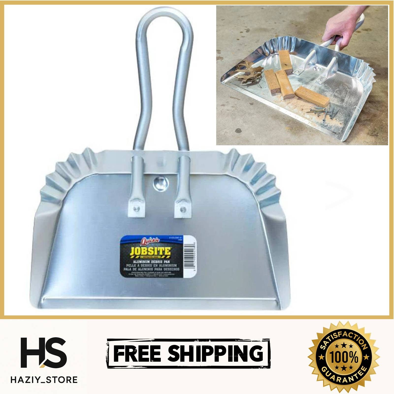 Aluminum Dust Pan Durable 17″ Oversized Handle Cleaning Tool Commercial