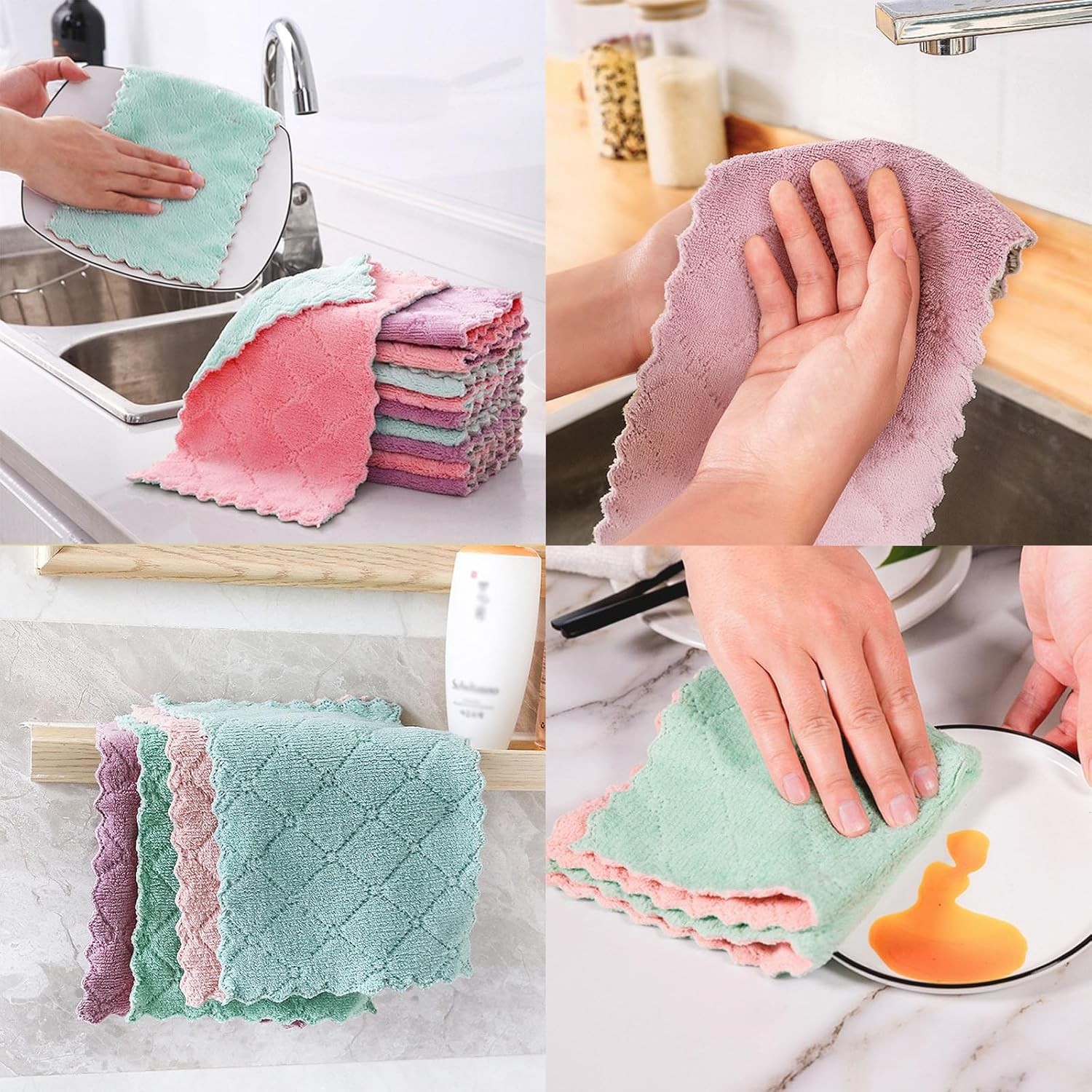 24 Pack Lint-Free Microfiber Cleaning Cloths Super Absorbent Quick Dry