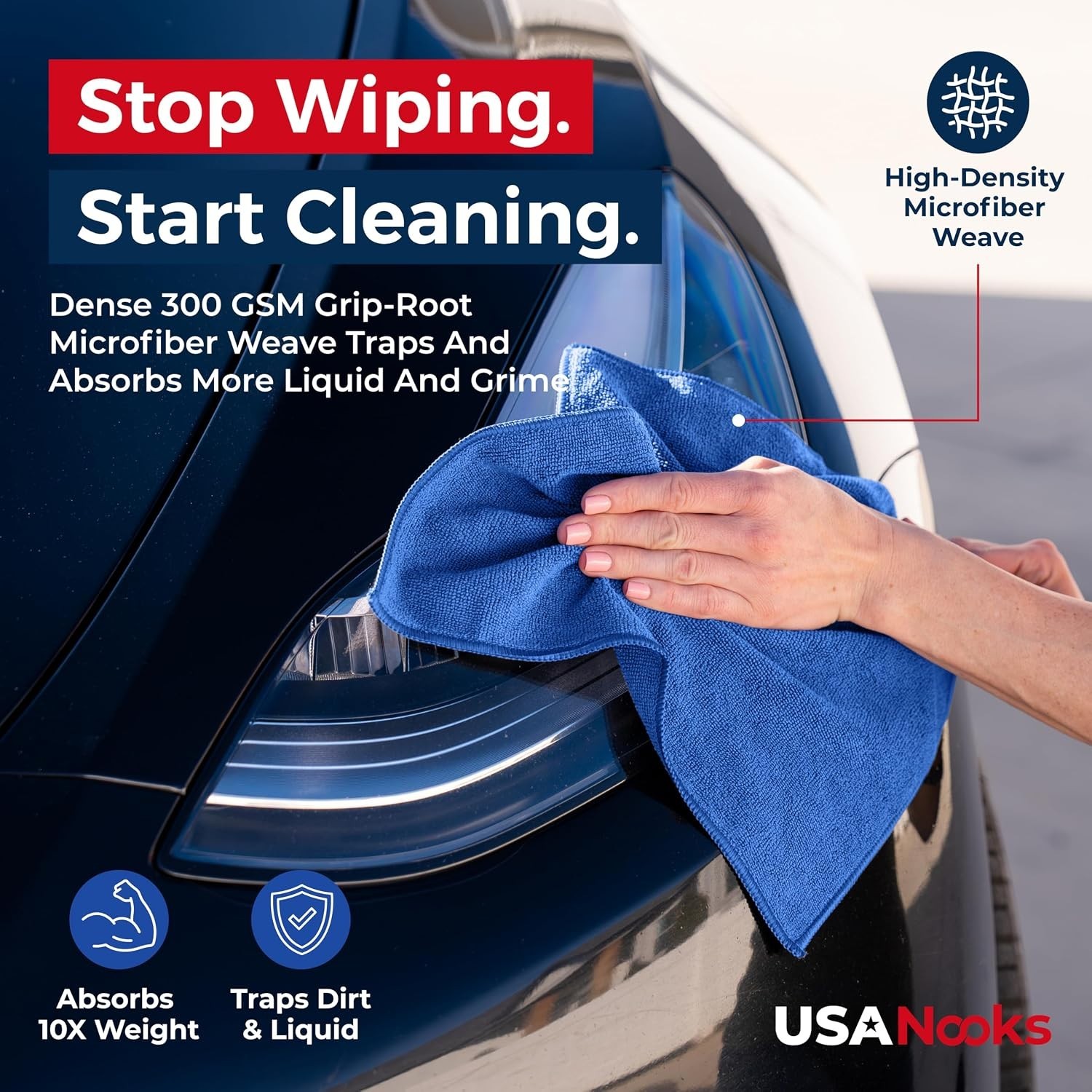 Ultra Absorbent Microfiber Cleaning Cloth – 12 Pack, 1200 Washes, 12.5″x12.5″