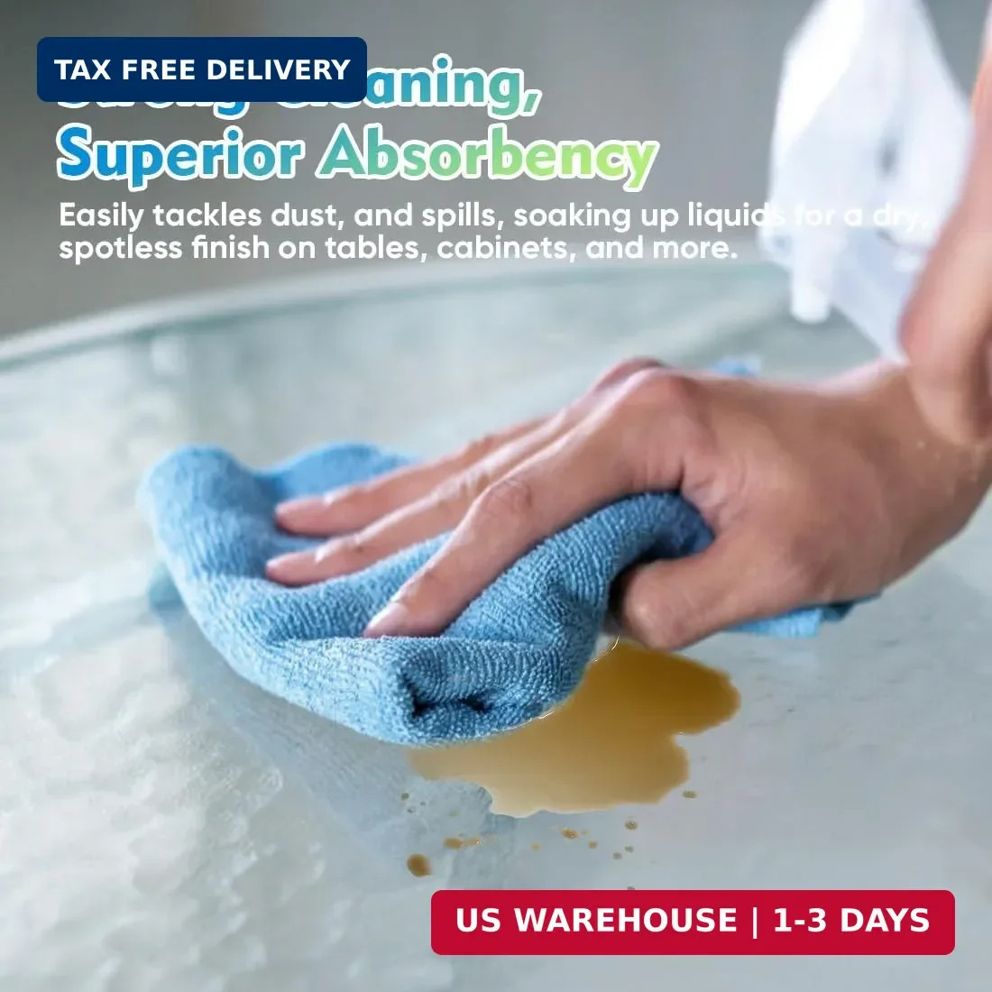 HOMEXCEL Blue Microfiber Cleaning Cloth 12 Pack, 12.5 x 12.5 inch Microfiber Tow