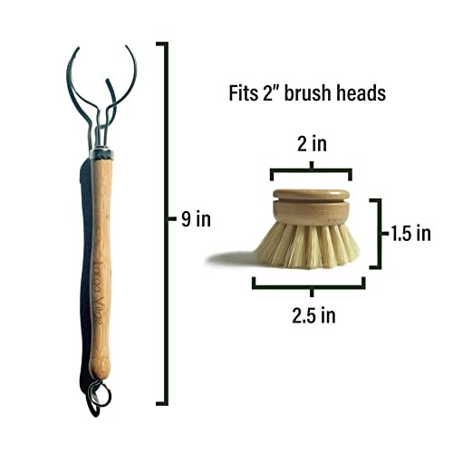3-Pack Bamboo Dish Brush Handle – Fits Tampico, Palm, Sisal & Natural Thin