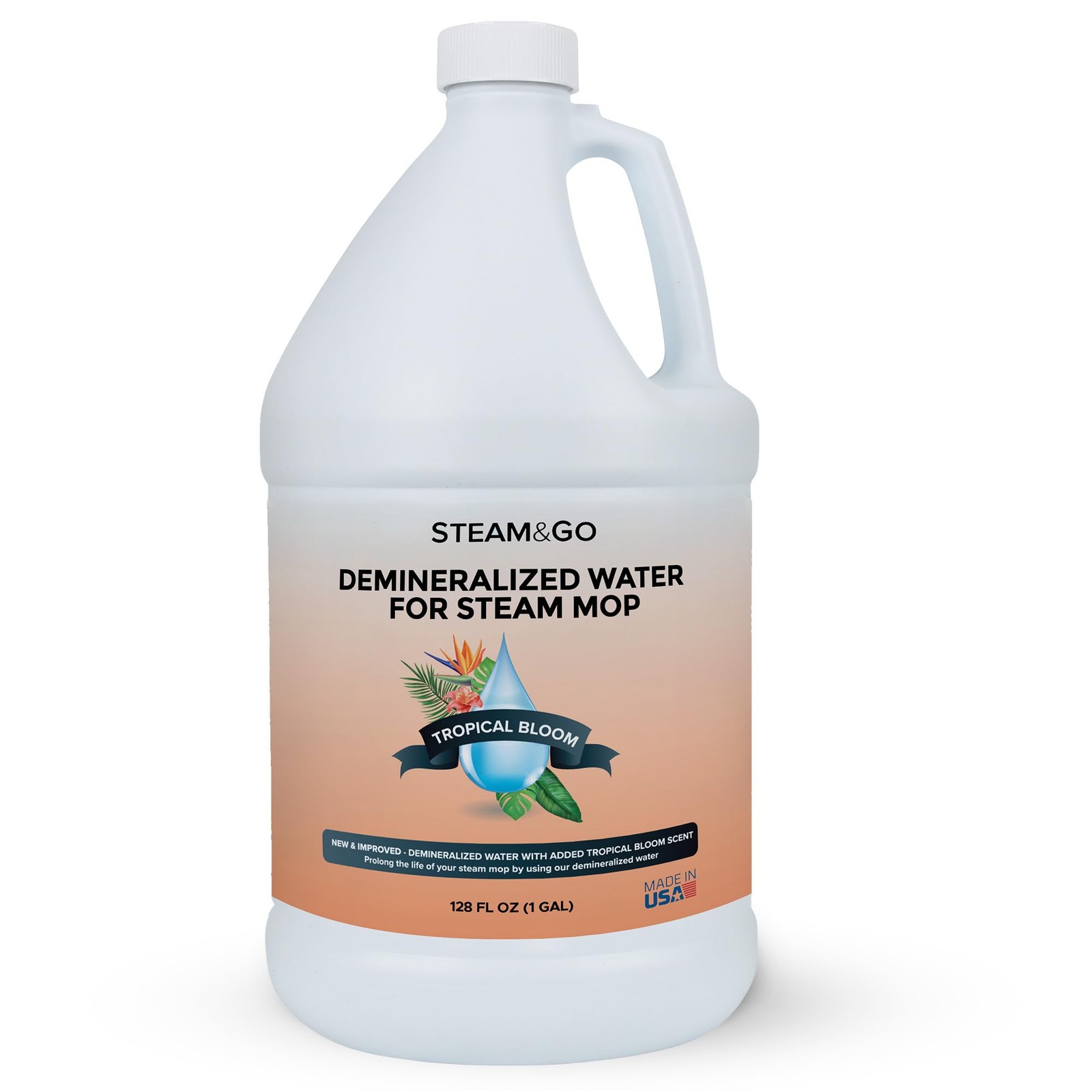 Steam & Go Demineralized Water for Steam Mop – Tropical Bloom Scent, 128 Fl O…