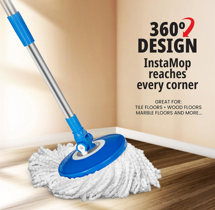 Insta Mop Spin Mop, Mop and Bucket with Wringer Set – FREESHIPPING