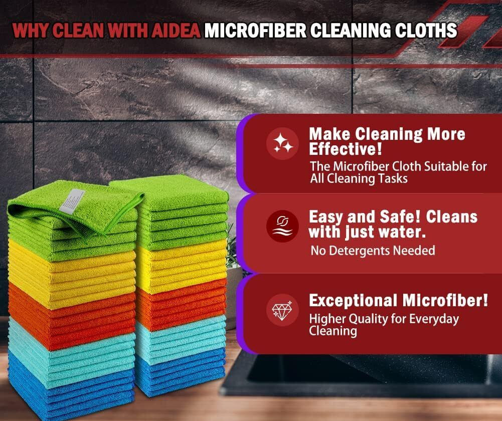 Microfiber Cleaning Cloth Set of 50 Towel Rag Car Polishing Detailing No-Scratch