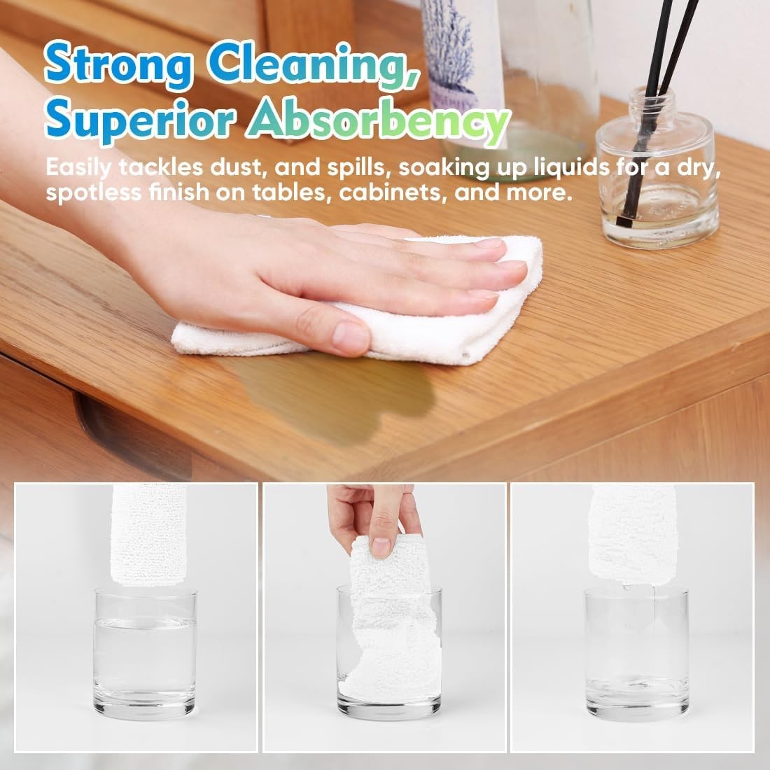 White Microfiber Cleaning Cloth 12 Pack, 12.5 x 12.5 inch Microfiber Towels for