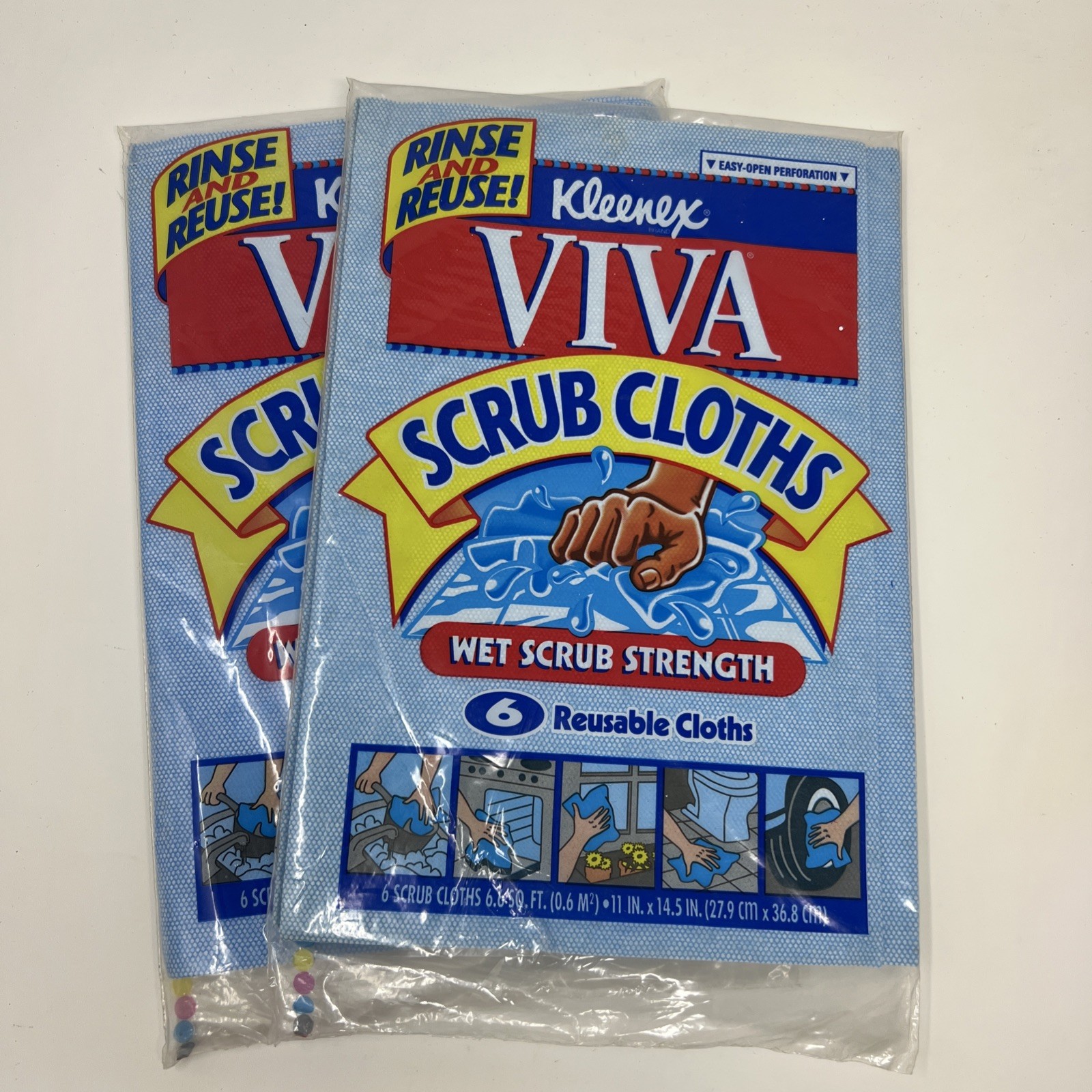 Kleenex VIVA Reusable Scrub Cloths 6 Pack 1996 Made In USA Lot Of 2