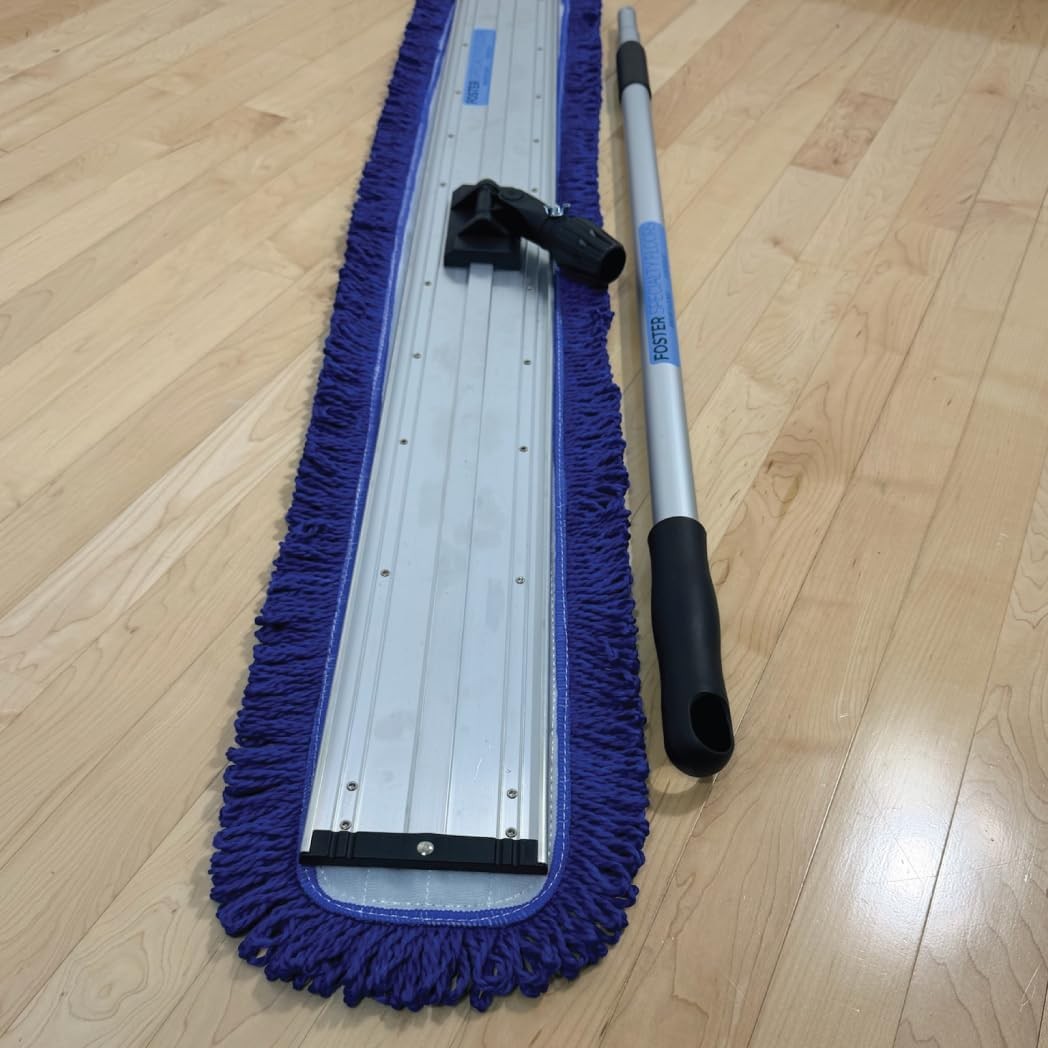 48 inch professional floor mop with microfiber head 2 pads silver and black