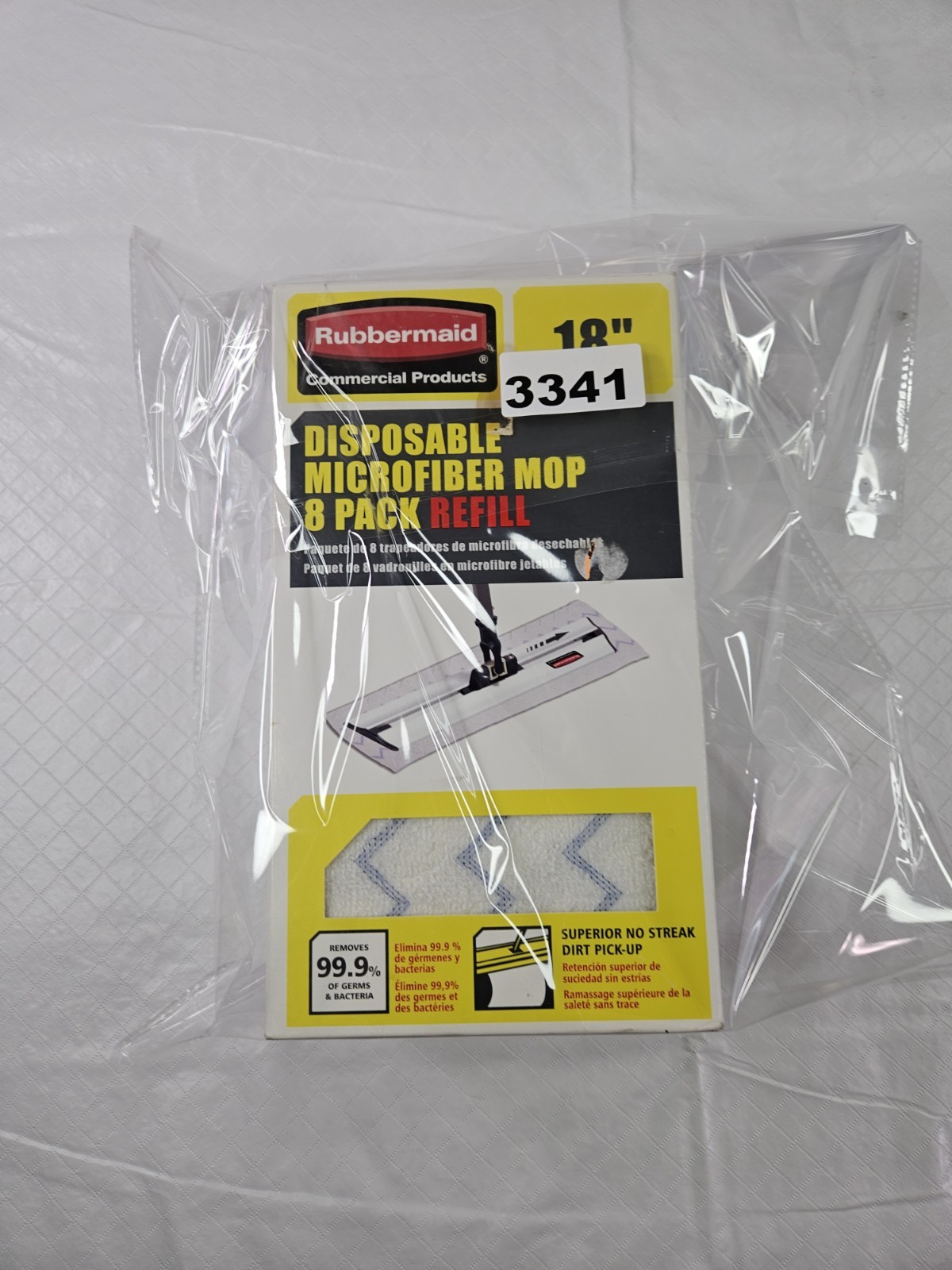 Rubbermaid Commercial 18″ Disposable Microfiber Mop Refill 8 pk Lot 2 Wet Dust