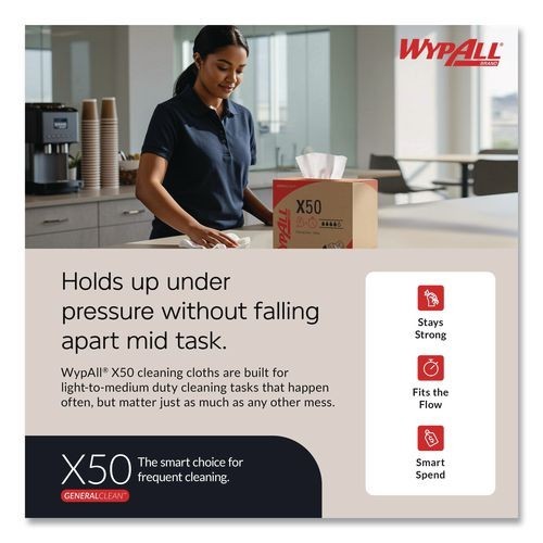 WypAll X50 Cloths 1/4 Fold White 12.5 x 10 Inch 832 Count 32 Packs