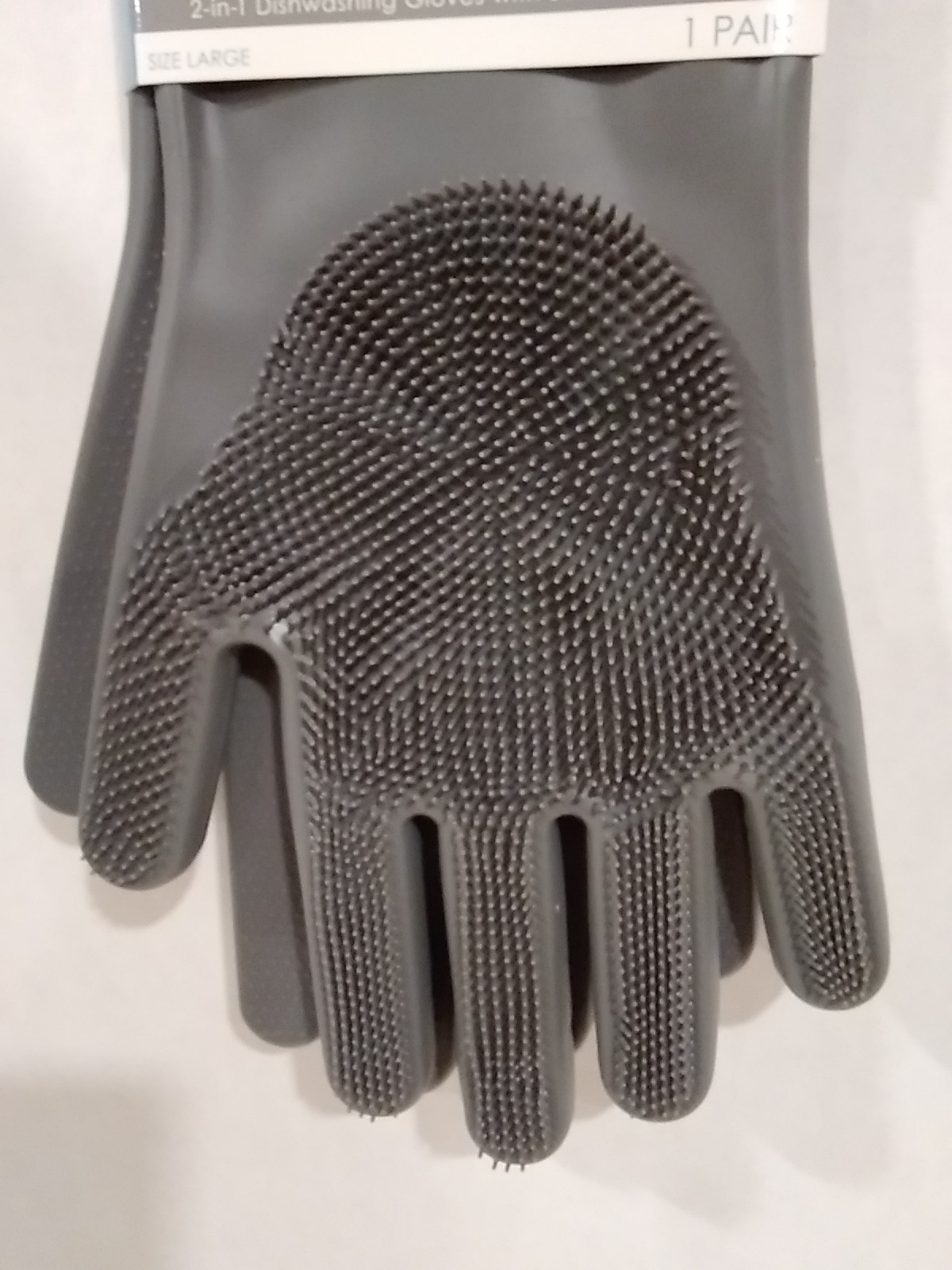 Evriholder Dual-Function Silicone Dish Gloves Gray Large Thick Bristles