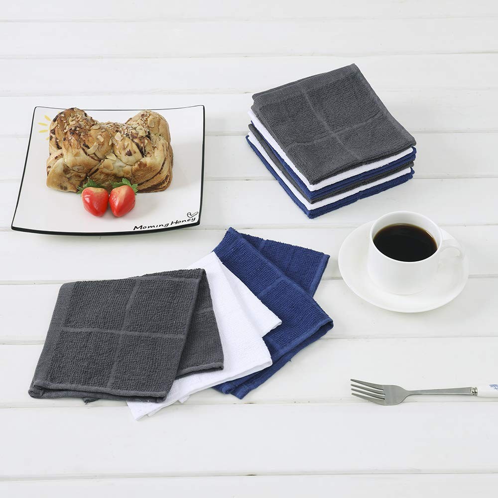 Glynniss Blue Dish Cloths Kitchen Highly Absorbent Navy Rags 11×11,