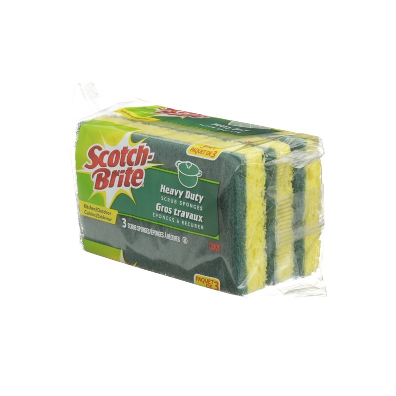 Scotch-Brite HD-3 Green Fiber Heavy Duty Scrub Sponge 4.5 L in. (Pack of 8)
