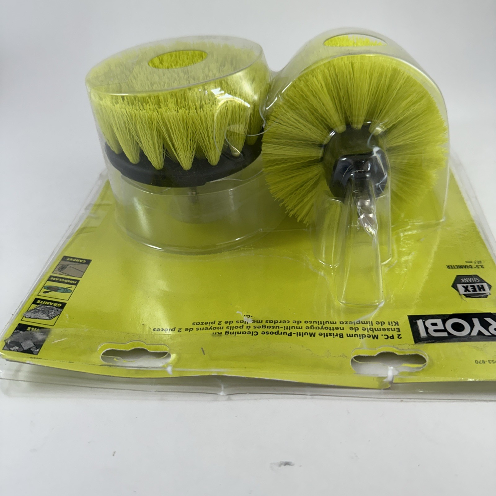 RYOBI A95MP1 Medium Bristle Multi-Purpose Cleaning Kit 2 Pc Open Box New