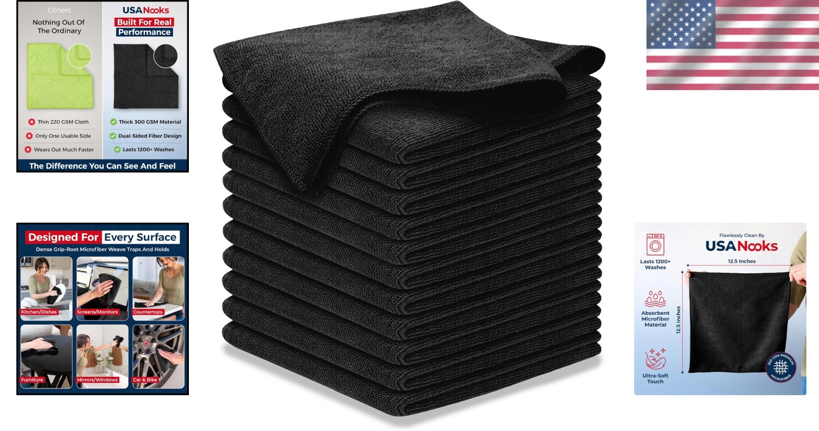 Ultra-Absorbent 300GSM Microfiber Towels – 12.5’x12.5′ for Superior Car Care