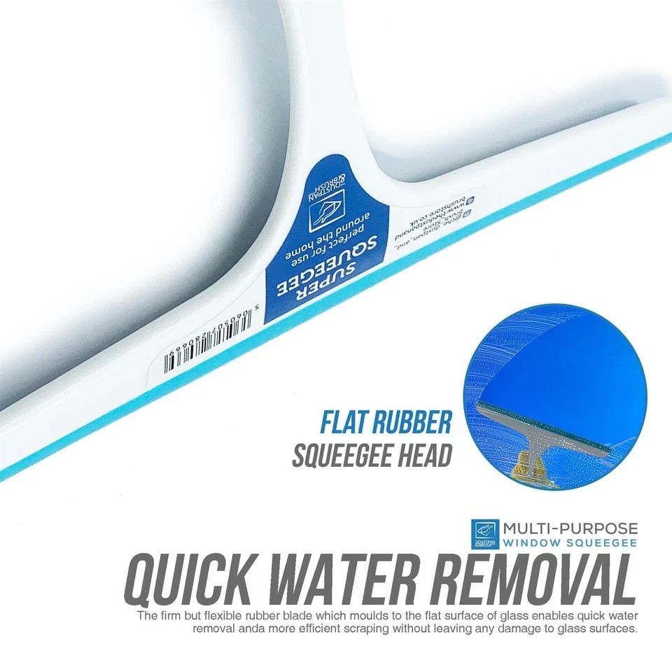 Window Squeegee 25cm Shower Glass Cleaner Wiper Blue White Grip Tool
