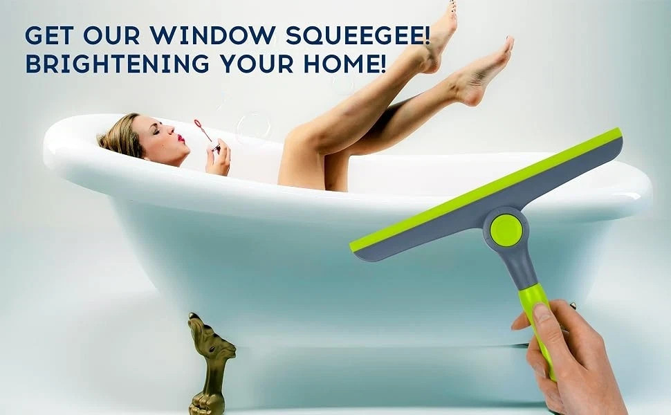 10″ Heavy Duty Green, Grey Window Cleaning Squeegee, Handheld Squeegee for Glass
