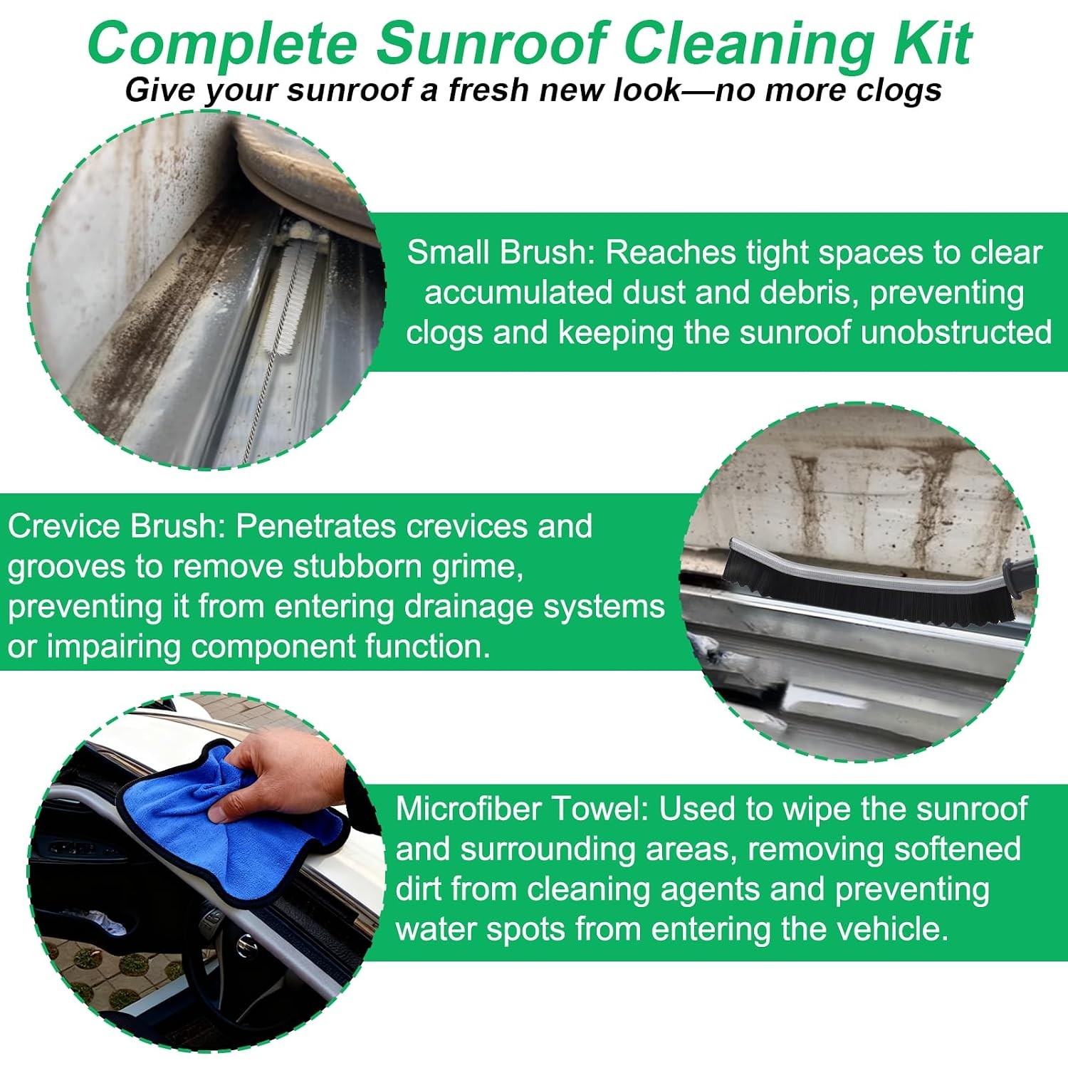 Car Sunroof Drain Cleaning Tool Kit, Multicolor, 7 Pc, 118in Flexible Auto