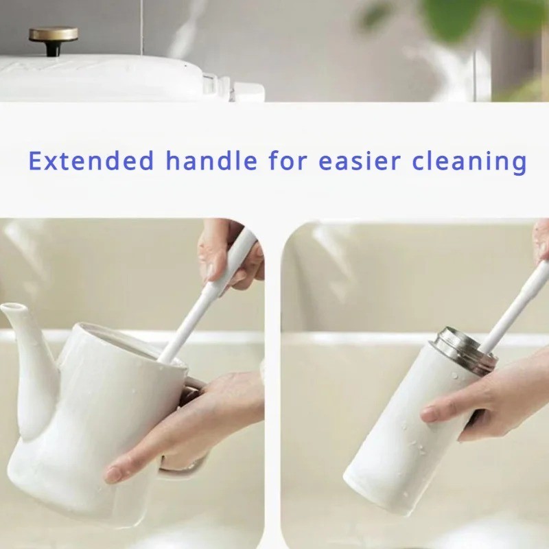 Foldable Silicone Bottle Cleaning Brush Long Handle 360 Degree Cup Cleaner Tool