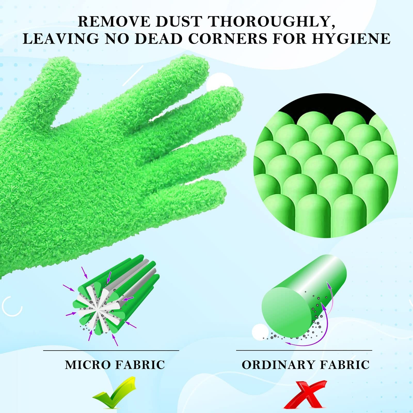 EvridWear 2 pairs Microfiber Dusting Soft Cleaning Gloves House Auto Family Pack