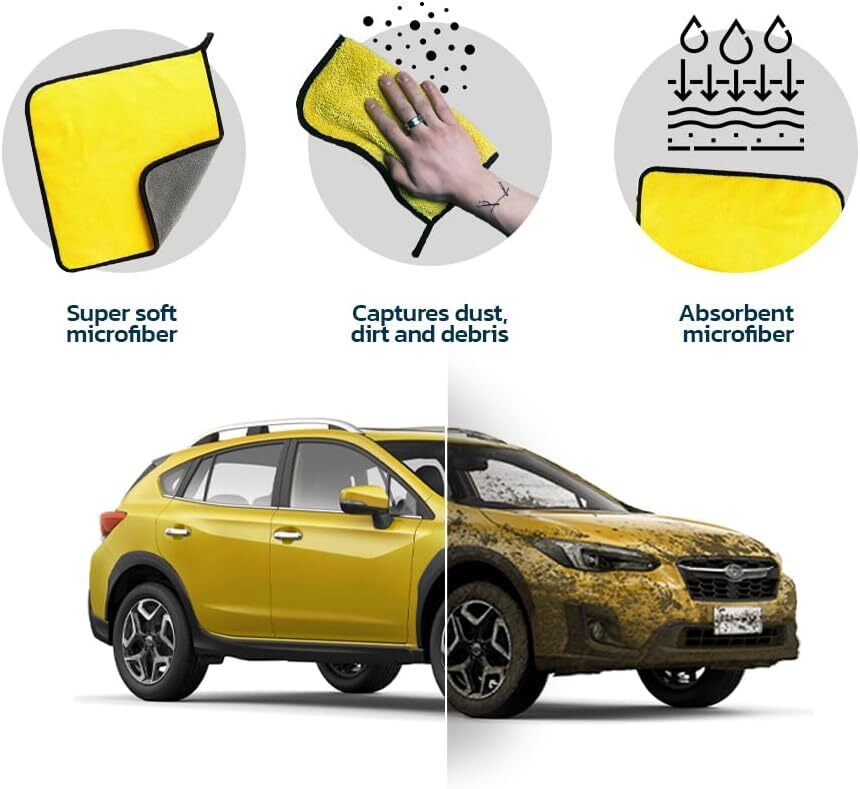 Microfiber Cleaning Cloth for Cars 12″ X 12″ Quick Drying 3 Pack towel