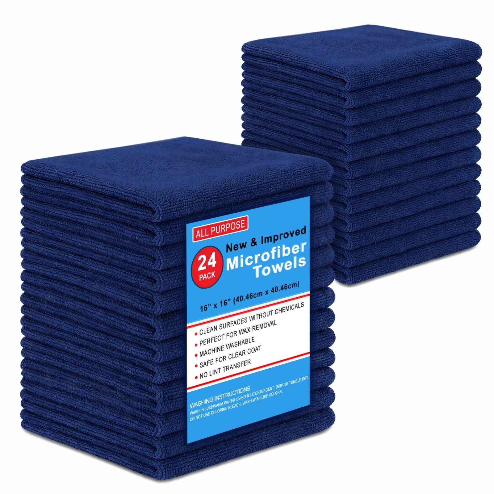 Microfiber Cleaning Cloth Set Of 24 Towel Rag Car Polishing Detailing No-Scratch