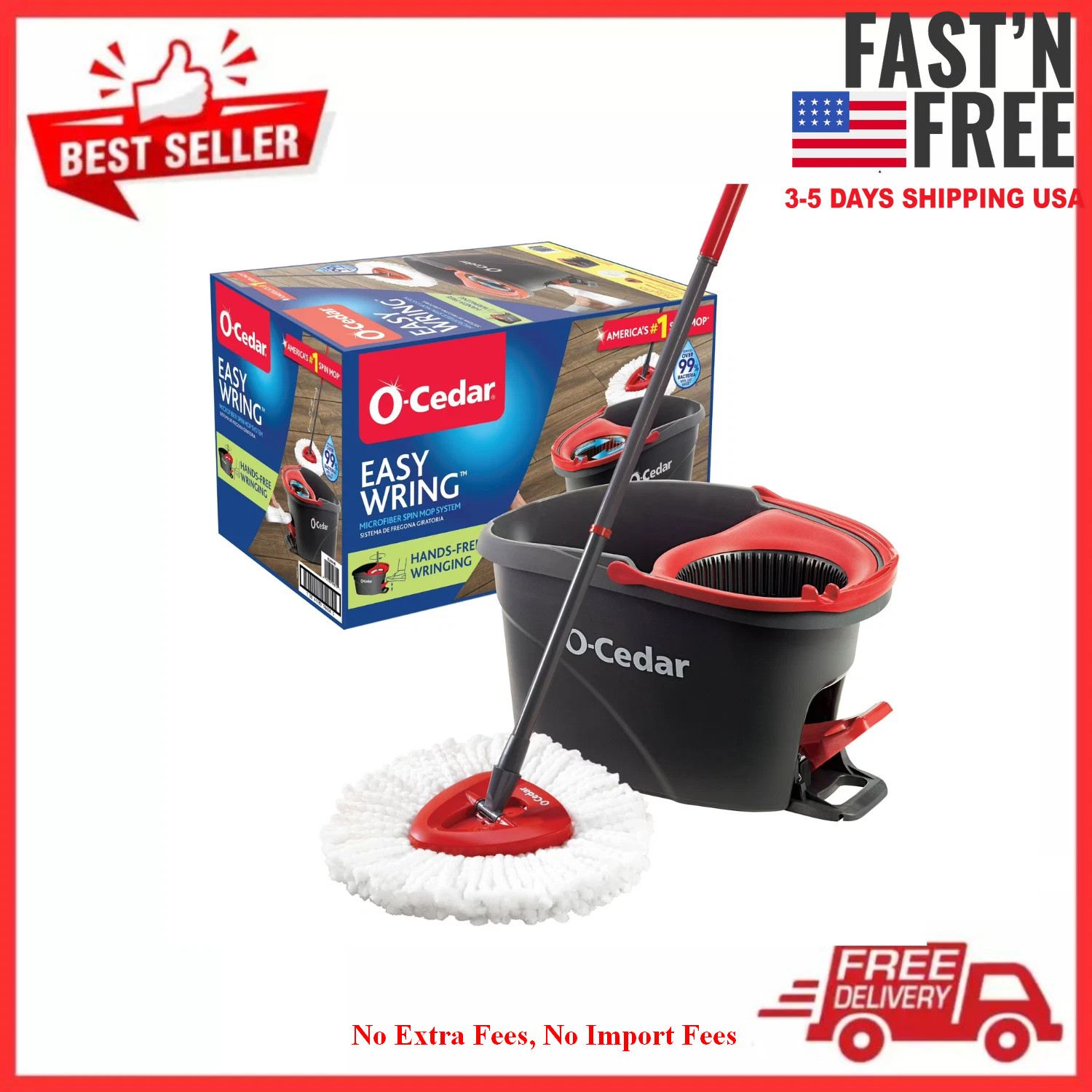 [HOT SALE] O-Cedar EasyWring™ Spin Mop & Bucket System, NEW USA FREE SHIPPING
