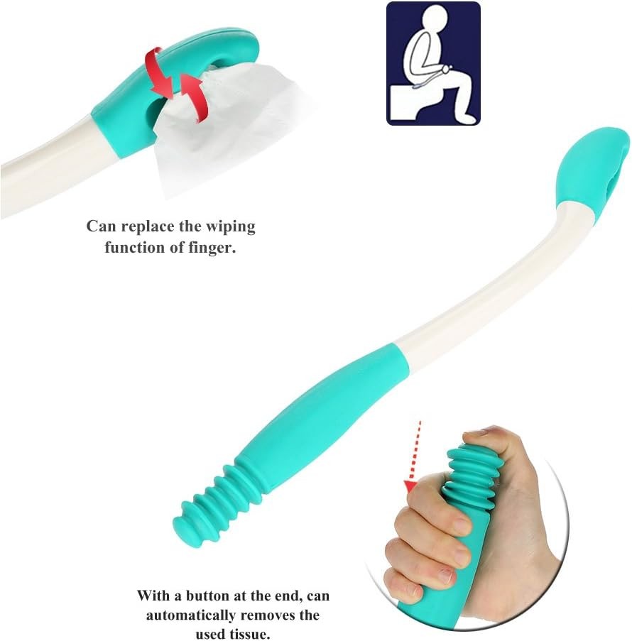 Bottom Wiper, Long Handle Reach fort Holder Toilet Paper Tissue Grip