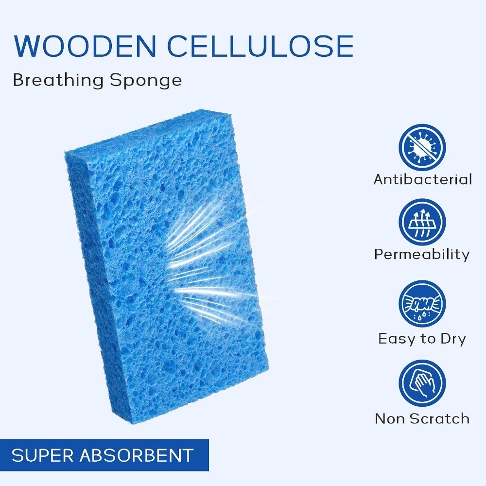 Cellulose Sponges,Heavy Duty Scrub Kitchen Sponge No Scratching, Up Eco DIY