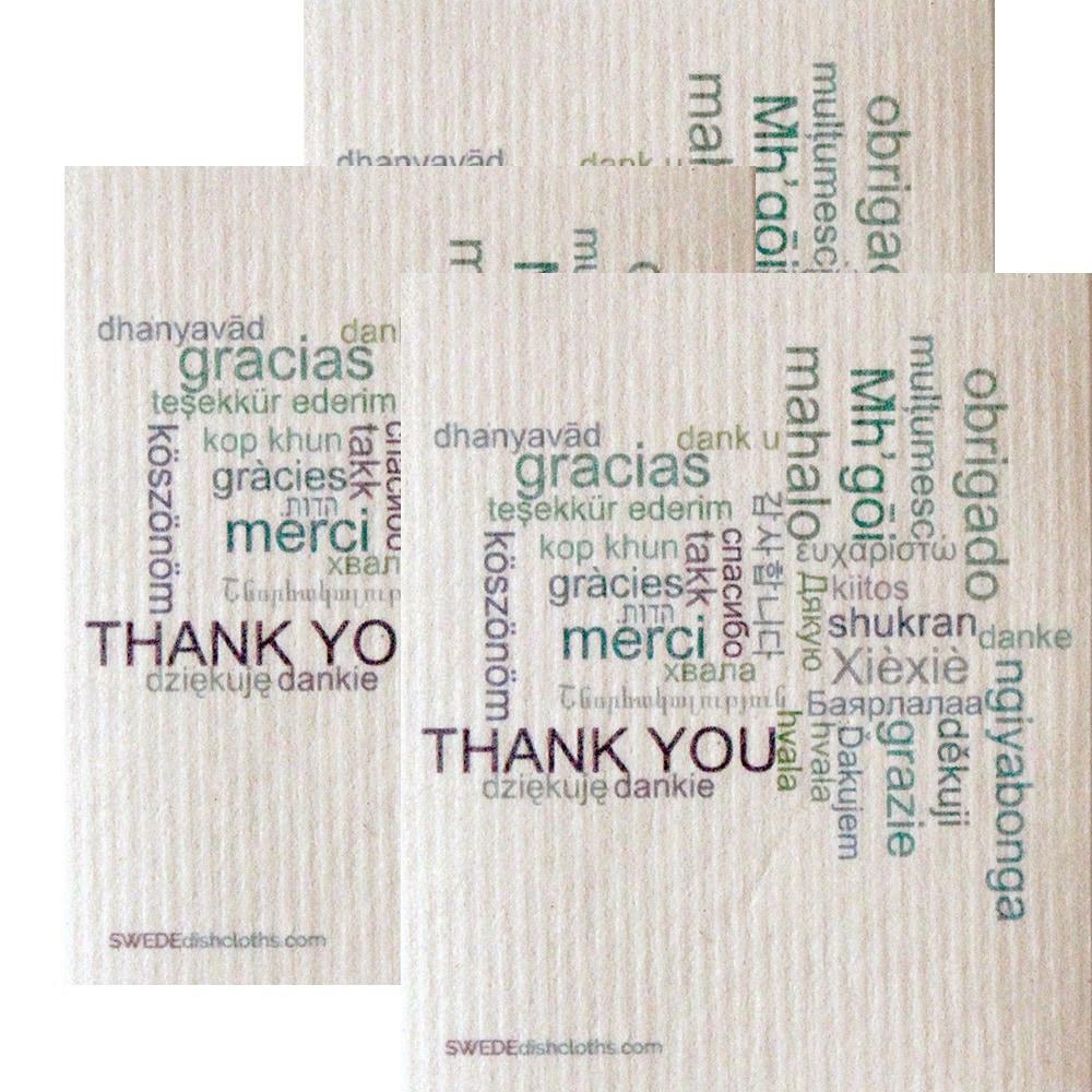 Swedish Dishcloth Set of 3 each Swedish Dishcloths Thank You Design