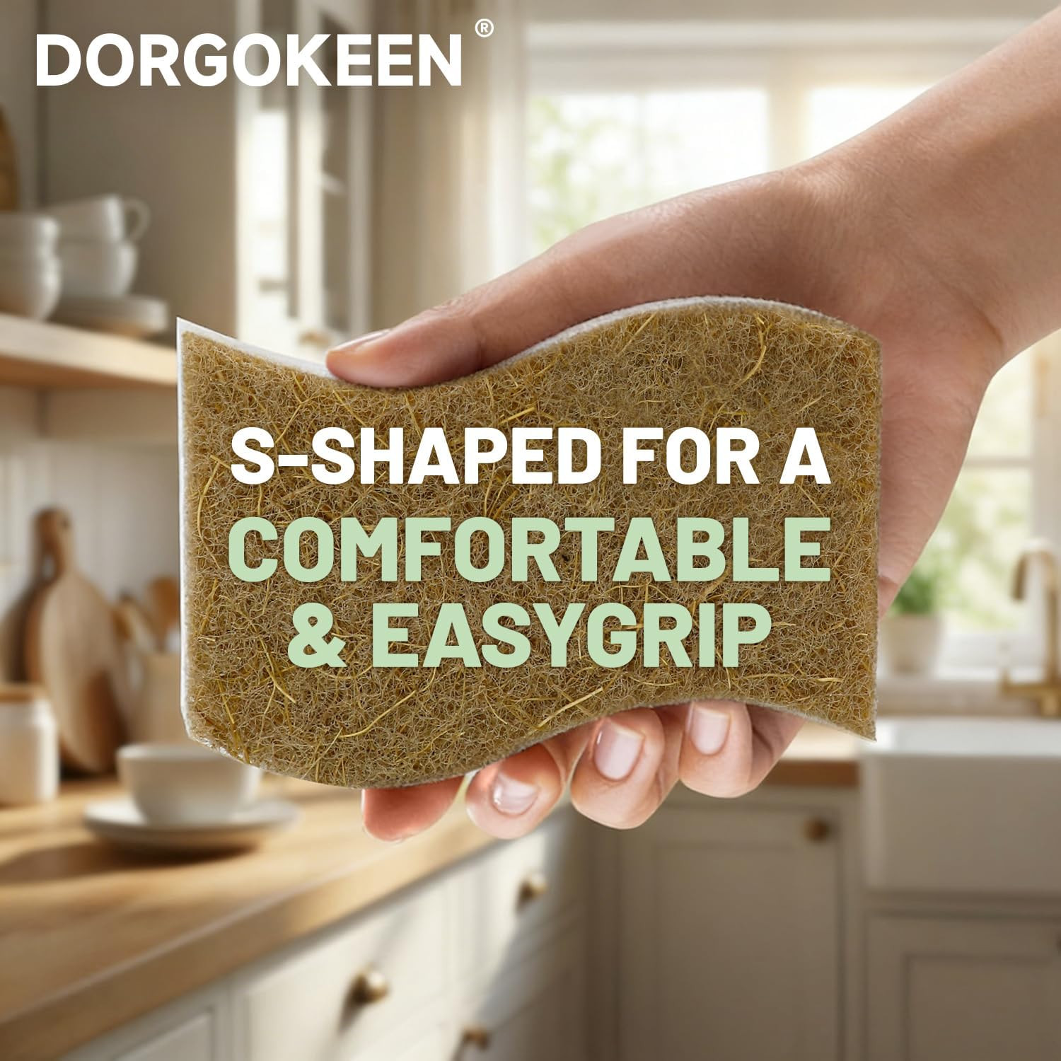 12 Pack Biodegradable Kitchen Dish Sponges, Natural Plant-Based Coconut Fiber