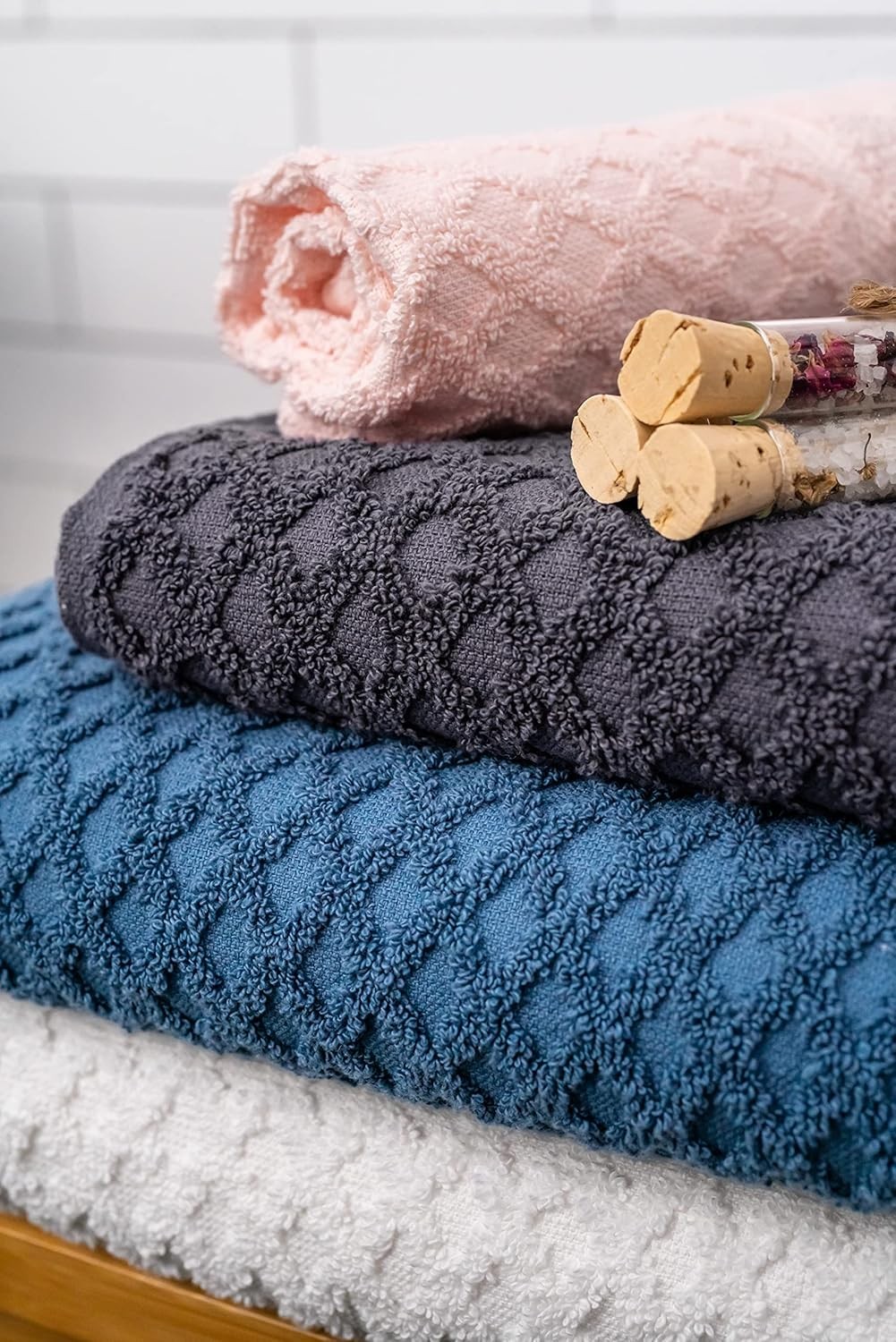 Simpli-Magic 79446 Diamond Bath Towels Set, 6 Piece Set, 2 Bath Towels, 2 Hand
