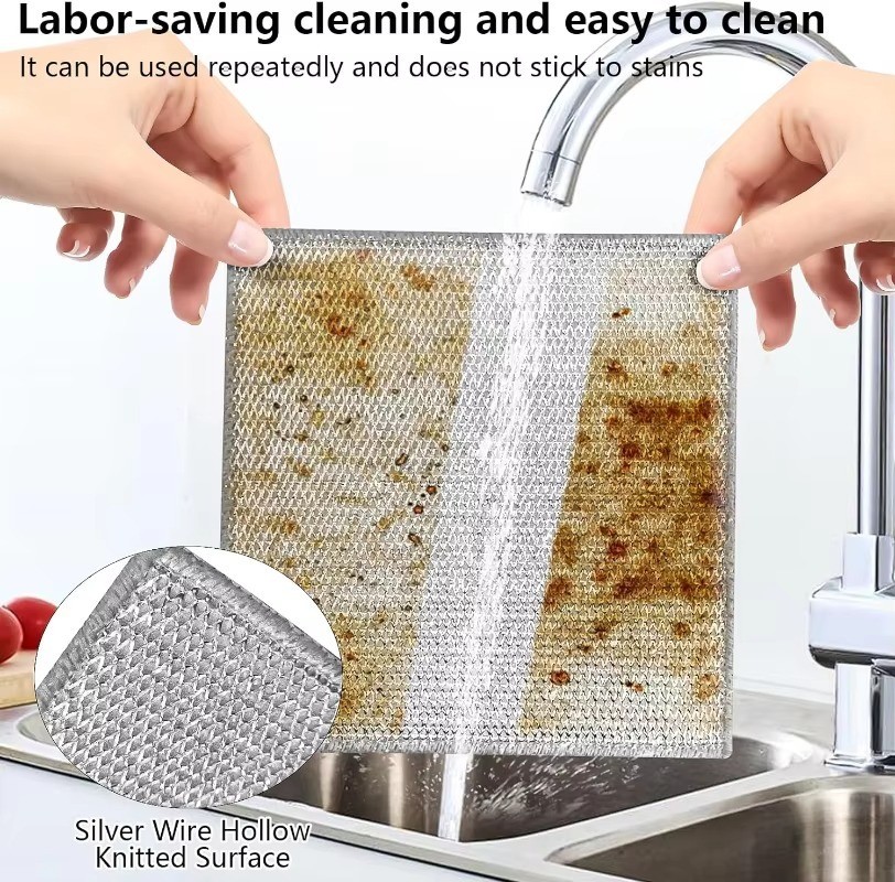 20/1pcs Magic Cleaning Cloth Thickened Double -sided Metal Steel Wire Rags Kitch