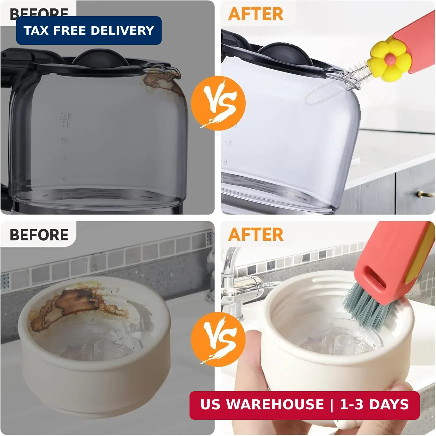 3 in 1 Cup Lid Gap Cleaning Brush Set, Multifunctional Bottle Cleaning Brush, Cu