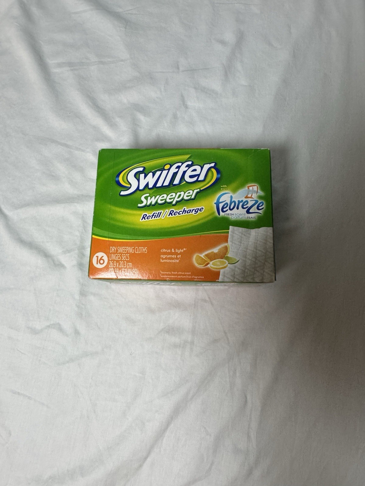 Swifter Sweeper Febreze Citrus Scent Disposable Dry Sweeping Cloths Pack Of 16