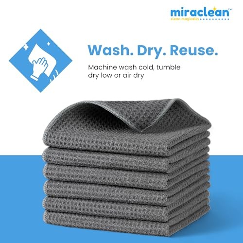 Microfiber Towels for Cars 12 x 12 inches Microfiber Towel, 6 Pack Waffle Weave