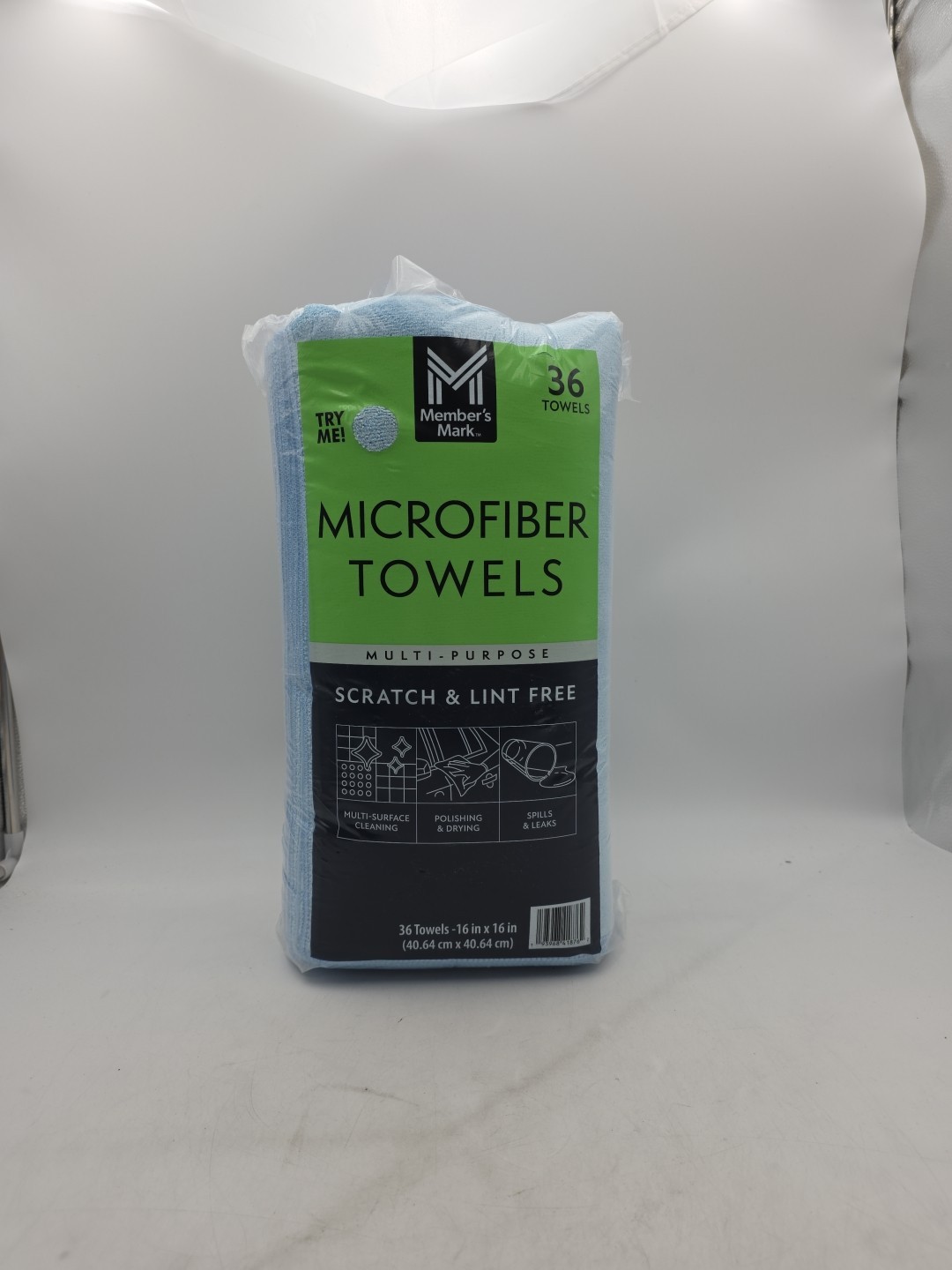 Member’s Mark Microfiber Towels, 36 Count, 16in x 16in, Multi-Purpose Use, Blue