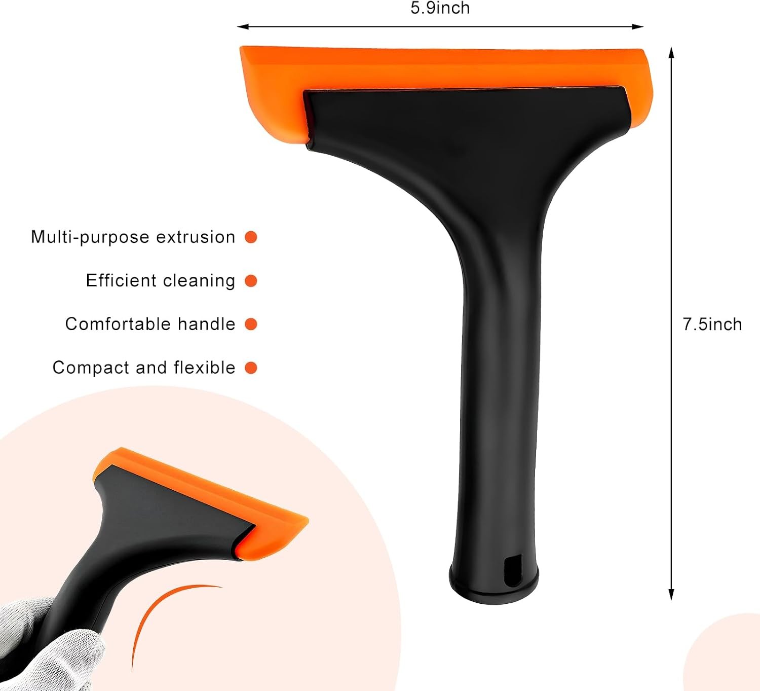 Small Silicone Window Squeegee, 5.9″ Window Cleaning Tool Water Wiper with