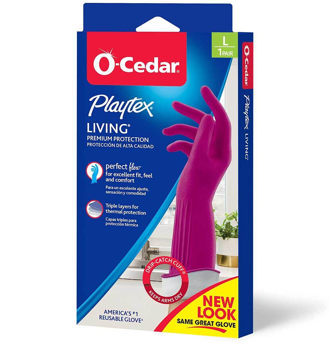 Playtex Living Cleaning Gloves w/ Drip Catch Cuff Large – 1 Pair – Pack of 12