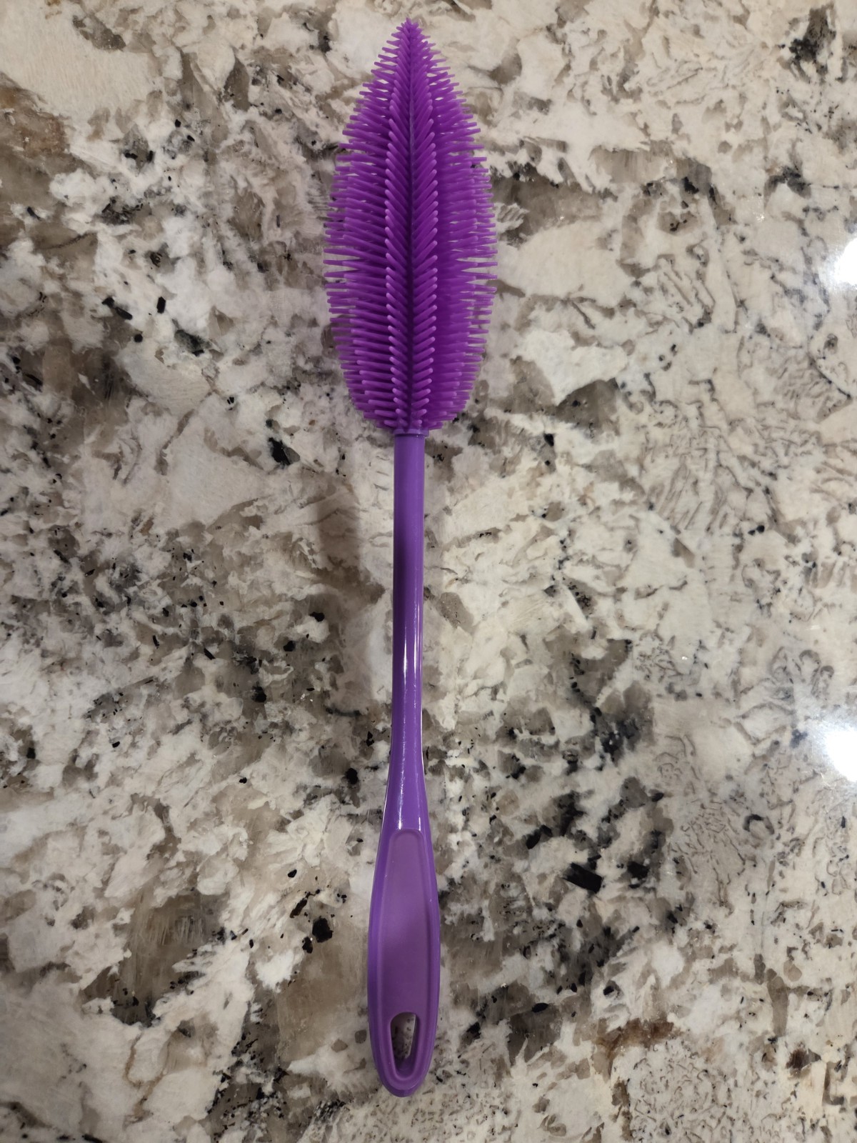 Purple Silicone Bottle Scrubber Brush with Handle for Kitchen, Easy Grip, 14 in