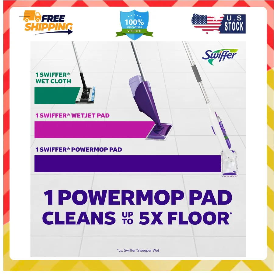 Swiffer Power Mop Floor Cleaning Kit for Wood Tile Vinyl and Laminate