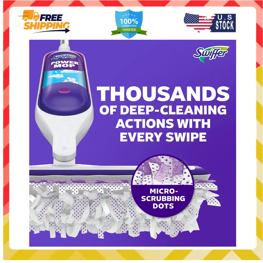Swiffer Power Mop Floor Cleaning Kit for Wood Tile Vinyl and Laminate