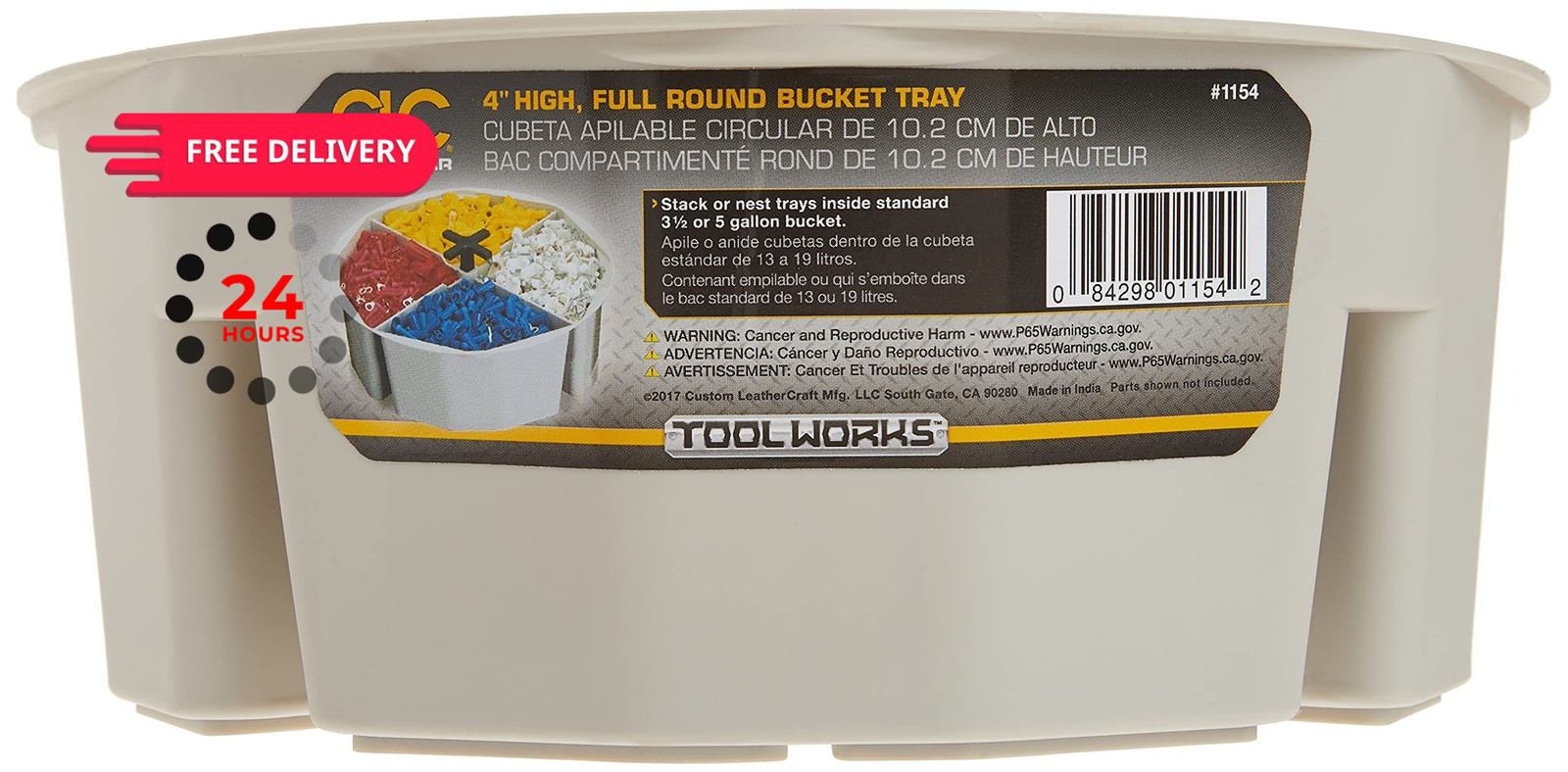 Custom Leathercraft1154 4-Inch High, Full-Round Bucket No Size, Cream White