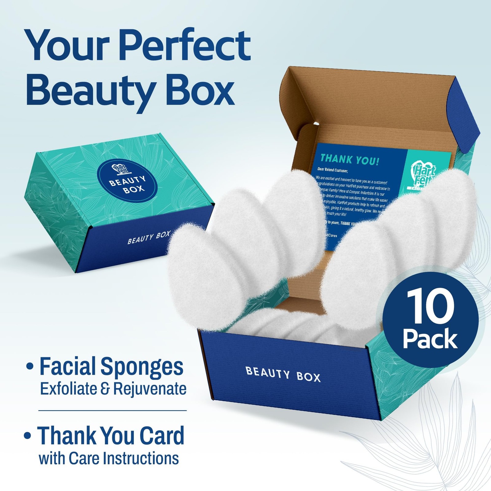 HartFelt [10 Pack] Regular Exfoliating Facial Sponge for Face – Daily Cleansi…