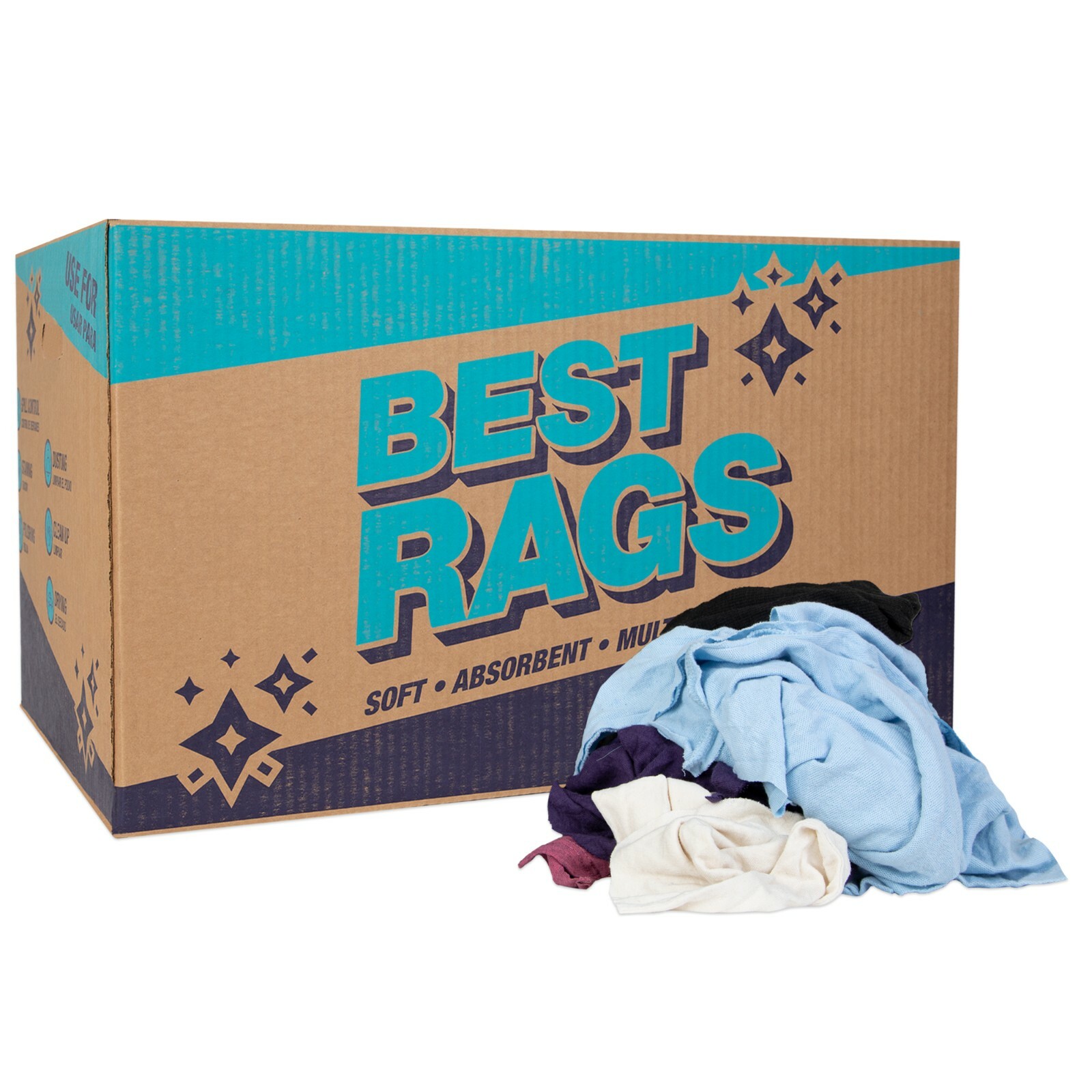 Recycled T-Shirt Rags for Cleaning, Package Size Options, Multi-Purpose, Colors