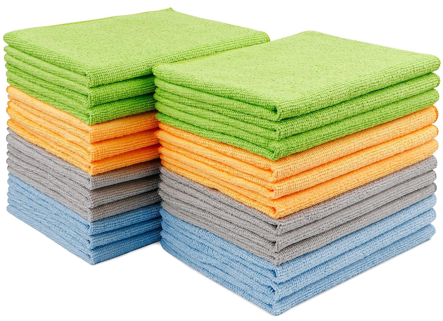 Microfiber Cleaning Cloths 24 Pack Soft Multi Colored 12inx16in Absorbent